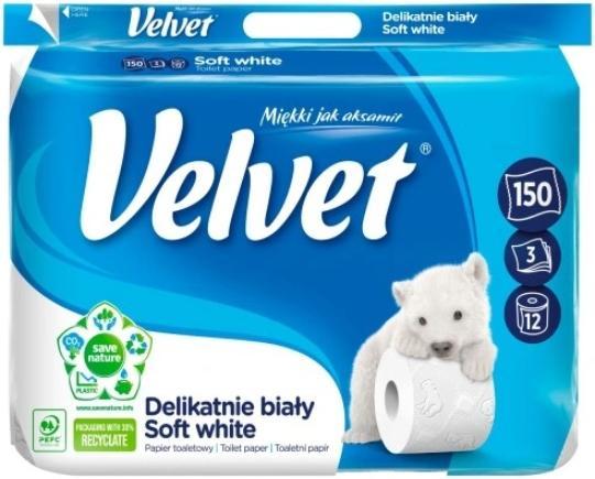 Produktbild Velvet Samt weiches weisses Toilettenpapier, 12 Brötchen (12 x)