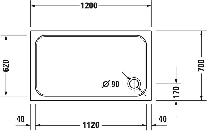 Immagine prodotto Duravit Piatto doccia rettangolare D-CODE con antiscivolo, bianco 1200x700x85mm