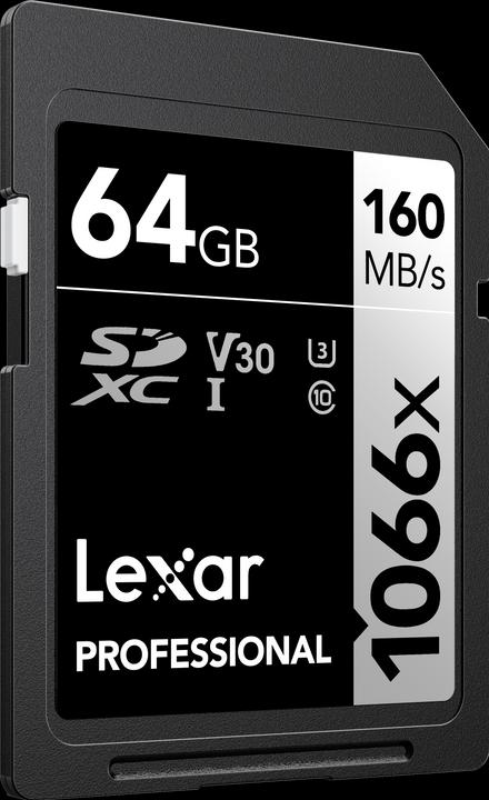 Produktbild Lexar PRO 1066x R160/W70 64GB U3 V30 UHS-I (64 GB, SDXC, U3, UHS-I)