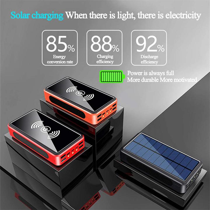 Image du produit PhoneLook Power Bank solaire Qi ultra capacité 80000 mAh batterie externe sans fil (80000 mAh)