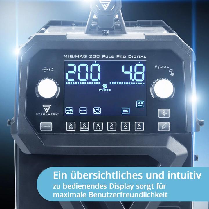 Produktbild Stahlwerk Schweissgerät MIG MAG 200 Spot Puls Pro Digital Vollausstattung 200 A