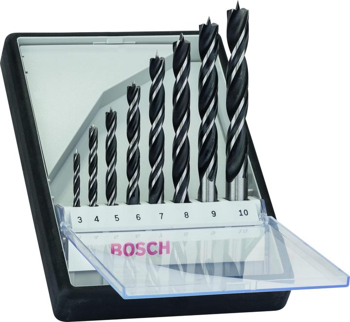 Bosch Professional Zubehör PRO Wood twist drill bit set. 8 pcs. (6 mm, 10 mm, 7 mm, 3 mm, 5 mm, 8 mm, 9 mm, 4 mm)