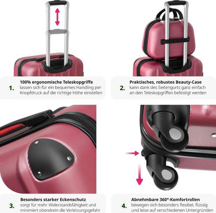 Actual product image tectake Suitcase Set Travel Suitcases Suitcases Travel Set Trolley Set Luggage Set Hardcase Trolley (90 l, Hand luggage (up to 50 litres), M (50 - 90l), L (90 - 115l))