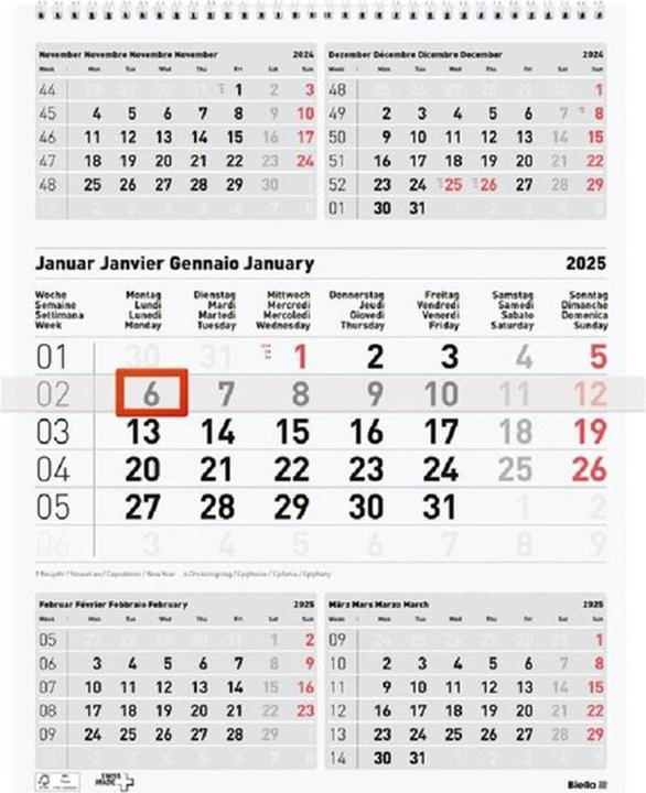 Biella 5-Monats-Kalender (31 x 40 cm, Deutsch, Englisch, Italienisch, Französisch)