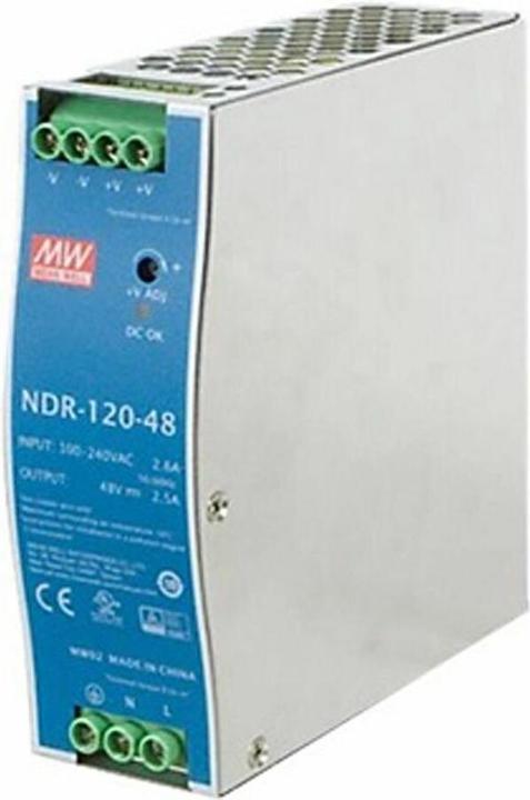 MeanWell Mean Well 120W 48V DC alimentation industrielle pour rail DIN (-20 à +70°C)