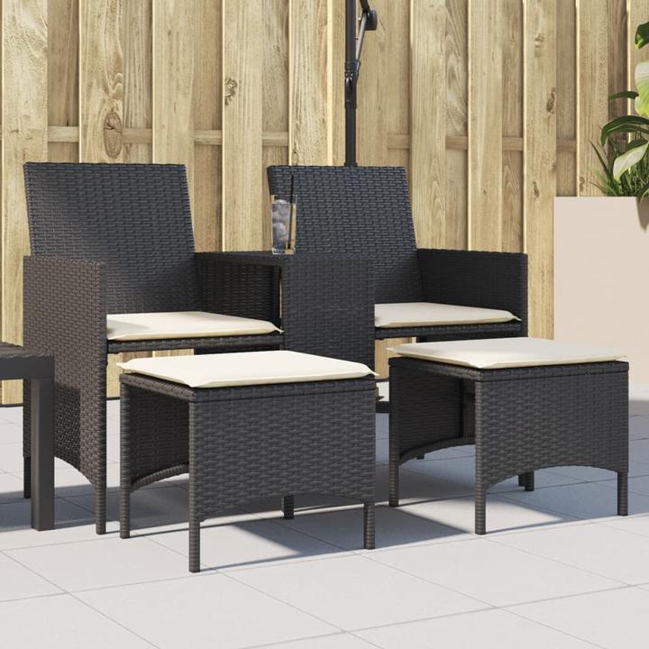 Produktbild VidaXL Gartensofa 2-Sitzer mit Tisch und Hockern