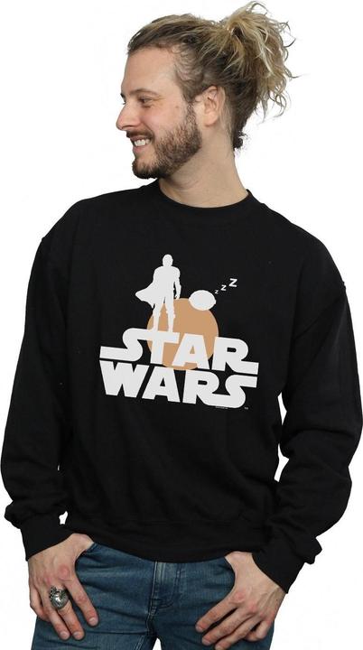 Actual product image Star Wars Mens The Mandalorian Mando And The Child Silhouette Sweatshirt (S)