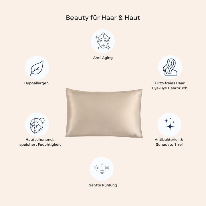 Image du produit Vanessa Beauty Seidenkissenbezug 2er-Set mit Waschbeutel (Taie d'oreiller, 50 x 70 cm)