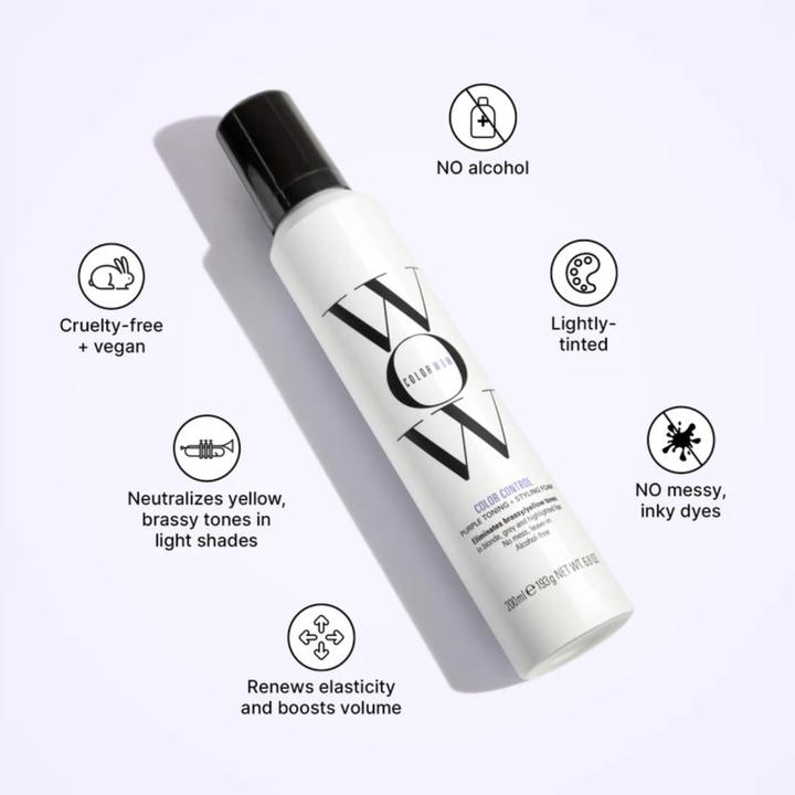Immagine prodotto Color Wow Colour Control Purple Toning + Styling Foam (ond hair) - Schiuma colorante per lo styling - 200ml (200 ml, Agente schiumogeno)