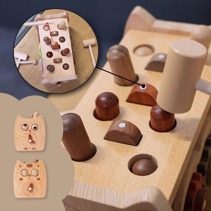 Produktbild Hermex 6in1 Aktivitäts-Holzspielzeug für Kleinkinder Pädagogik-Spielzeug Motorikspielzeug