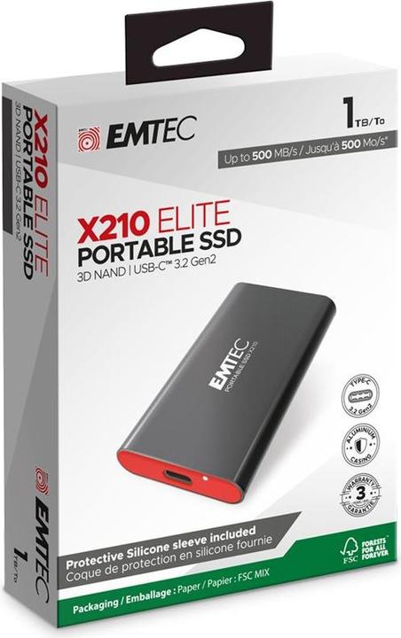 Productafbeelding Emtec SSD 3.2Gen2 X210G 1TB draagbaar (1000 GB)