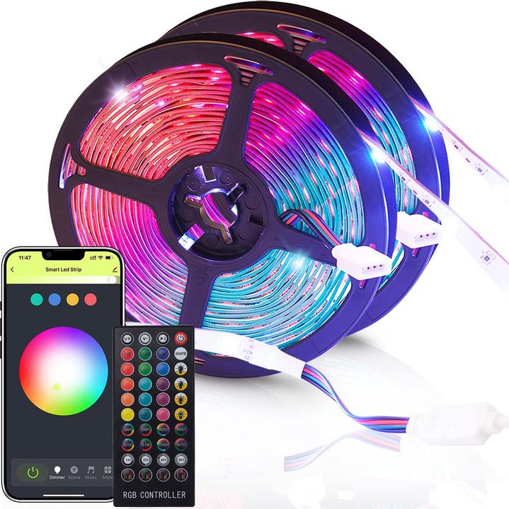 Casativo Striscia LED RGB WLAN con app e controllo audio, 10 m (RGB, 200 cm, Interno)