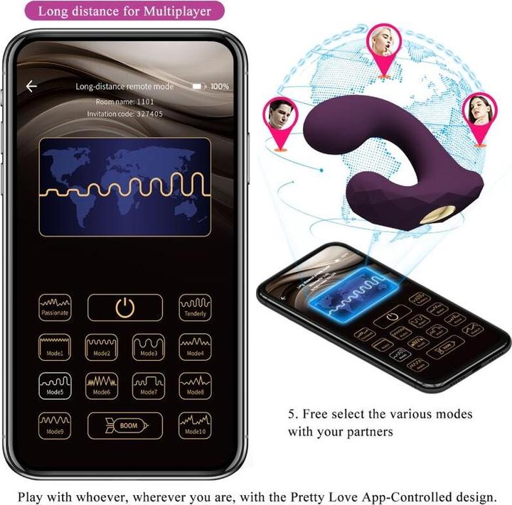 Image du produit Pretty Love Télécommande Vibrante Billy Violet - Application Gratuite