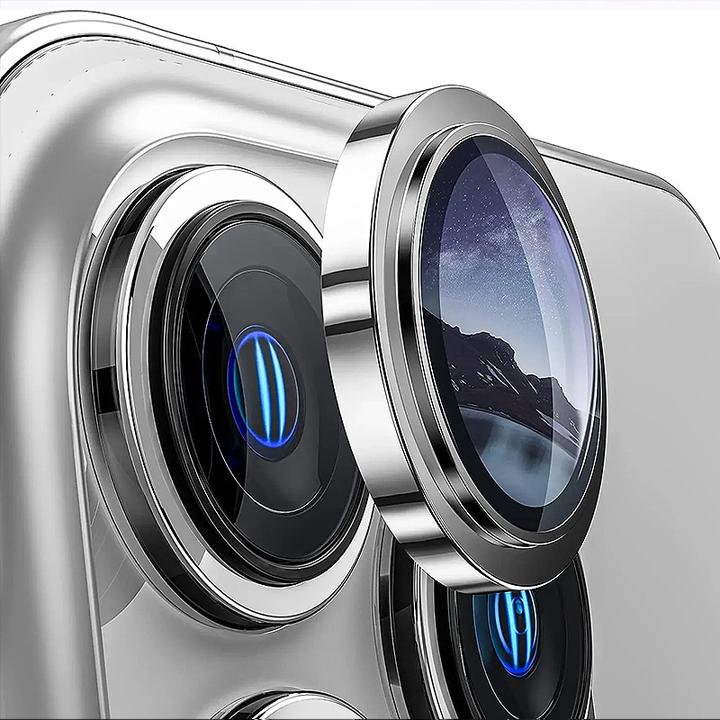 Actual product image Mx. Moox iPhone 15 Pro / 15 Pro Max - Tempered Glass / Panzerglas Rückkamera - silber einzeln (1 Piece, Apple iPhone 15 Pro Max, Apple iPhone 15 Pro)