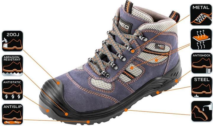 Neo Tools Bottes de travail en daim, taille 43 - 82-044 (S1P, 43)