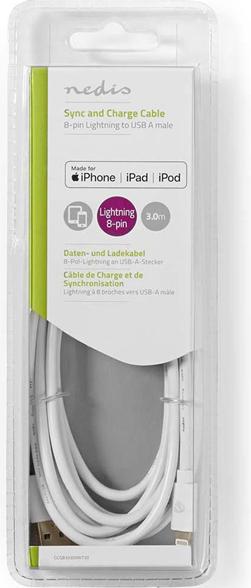 Actual product image Nedis USB A - Lightning (1 m, USB 2.0, 12 W)
