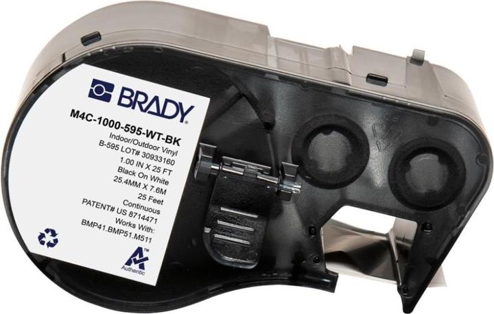 Produktbild Brady M4C-1000-595-WT-BK, Vinyl, Schwarz auf weiss, 25.40 mm x 7.62 m, permanent, Endlos