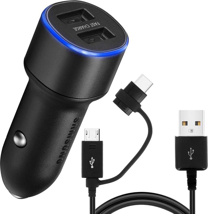 Image du produit Samsung Chargeur rapide pour deux voitures 2x 15W avec câble de données 2 en 1
