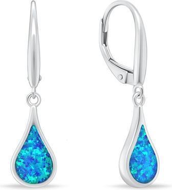 Brilio Silver - Dangle silver earrings with synthetic opals EA1161WB (Synthetische Steine)