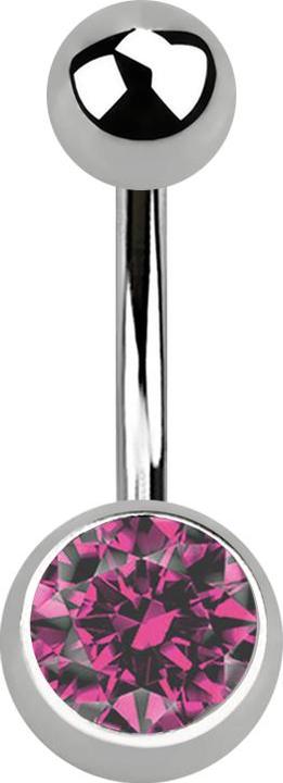 Produktbild Star Piercing Banane silber mit Kugel und Kugel Kristall pink (ohne Messing, Titan G23)