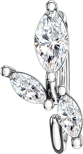 Produktbild Star Piercing Micro Piercing Ring silber drei ovale Kristalle (Messing)