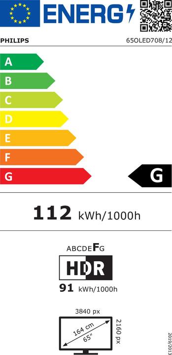 Etichetta energetica Philips 65OLED708/12 (65", OLED, 4K, 2023)