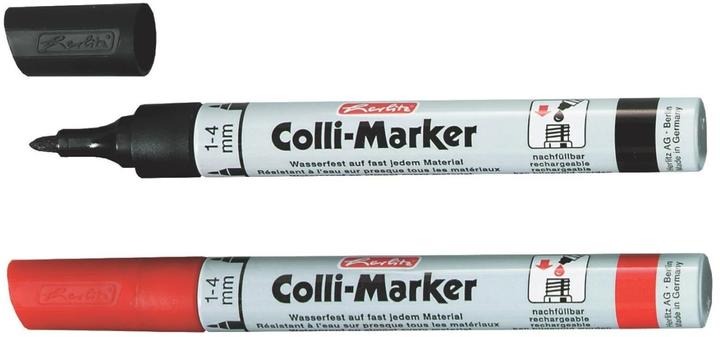 Produktbild Herlitz Permanent-Marker Colli 1-4 mm, 2 Stück, Rot/Schwarz (Rot, Schwarz, 4 mm, 2 x)