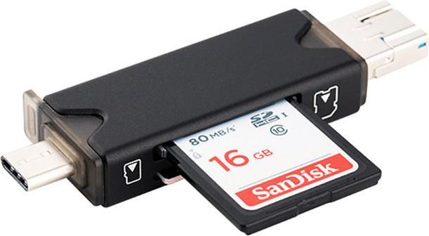 Immagine prodotto JJC Lettore di schede USB 3.0 CR UTC3 NERO (USB 3.0, USB-C, Micro USB)
