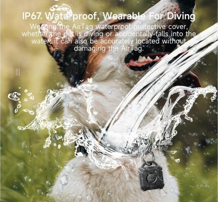 Actual product image Screenguard Apple Airtag Rugged Waterproof Case with key ring