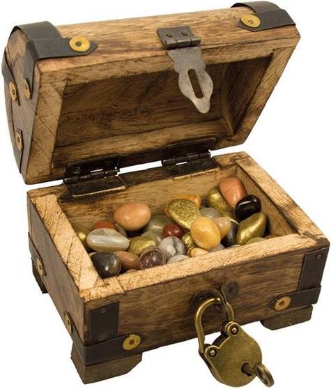 Produktbild Holzspielerei Truhenschloss gold