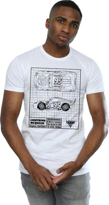 Actual product image Cars Mens Lightning McQueen Blueprint Cotton T-Shirt (M)