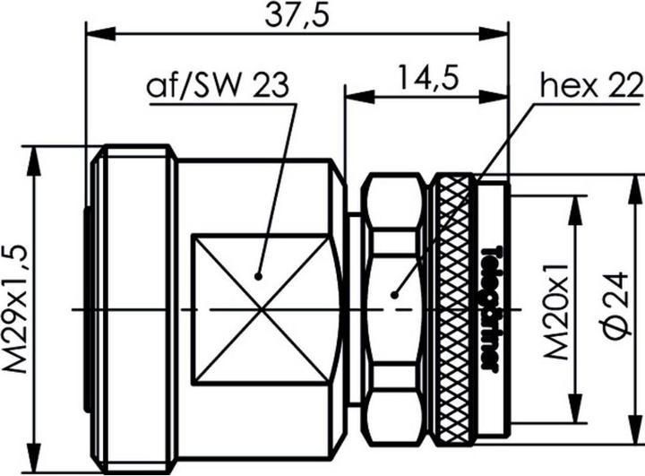 Produktbild Telegärtner TelegÃ¤rtner, STX M12x1 KD D-kod. Cat.5 konfektioniert