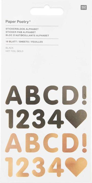 Immagine prodotto Rico Design Blocco di adesivi "alfabeto", nero/oro