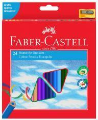 Faber-Castell Triangular Crayons 24 Eco Colours with Sharpener (Multicoloured)