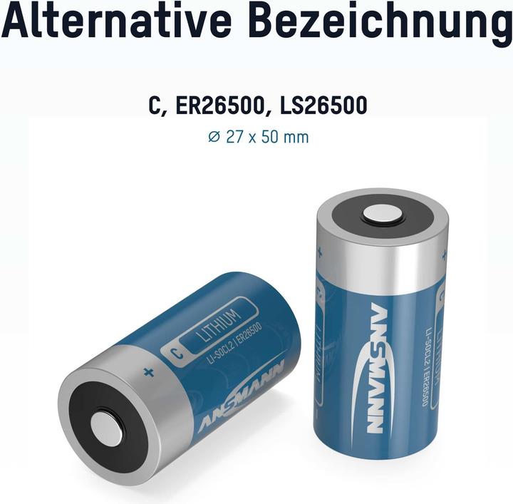 Actual product image Ansmann Battery C ER26500 3.6V Lithium thionyl chloride (1 pcs.)