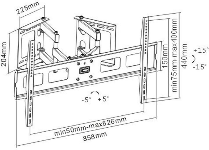 Image du produit InLine Support mural d'angle, 94-160cm (37-63 pouces) (Mur, 63", 60 kg)