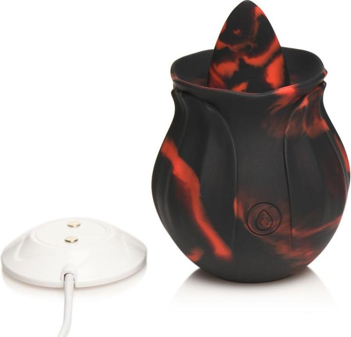 Actual product image Frisky BLOOMGASM - Black Kiss Rimming Rose Vibrator - Red/Black