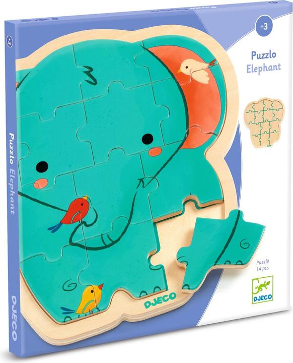 Image du produit Djeco Puzzle éducatif en bois - Eléphant (14 pièces) (14 pièces)