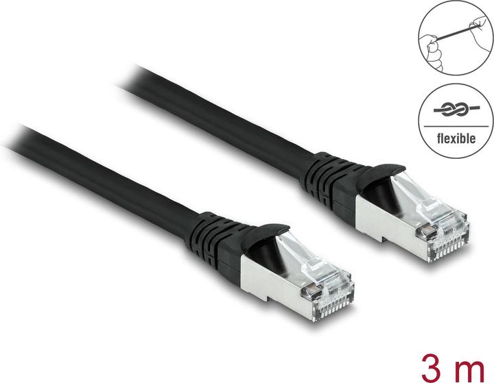 Immagine prodotto Delock Cavo di rete RJ45 Cat.6A S/FTP PUR Outdoor 3 m nero (S/FTP, CAT6a, 3 m)