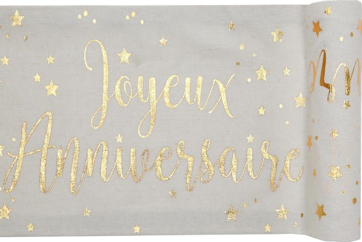 Image du produit Santex Chemin de table 'Joyeux Anniversaire' or (3m)