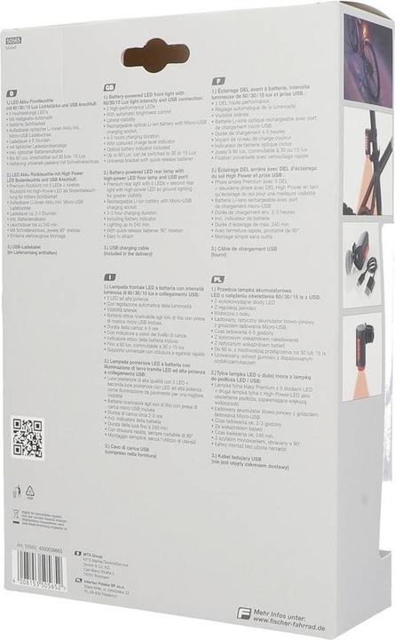 Produktbild Fischer Fahrradbeleuchtung Set TWIN-60/30/15 LED Schwarz (180 lm)