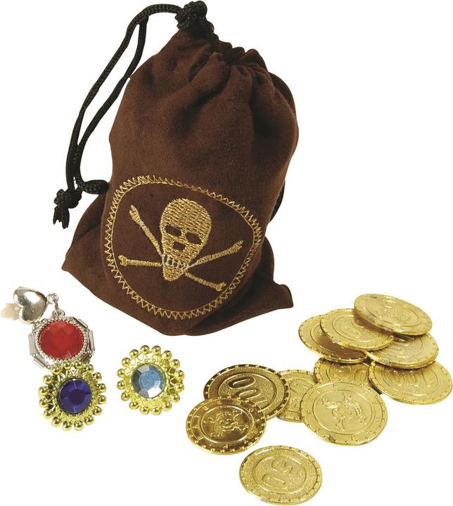 Actual product image Bristol Novelty Pirate bag with imitation coin rings and earrings