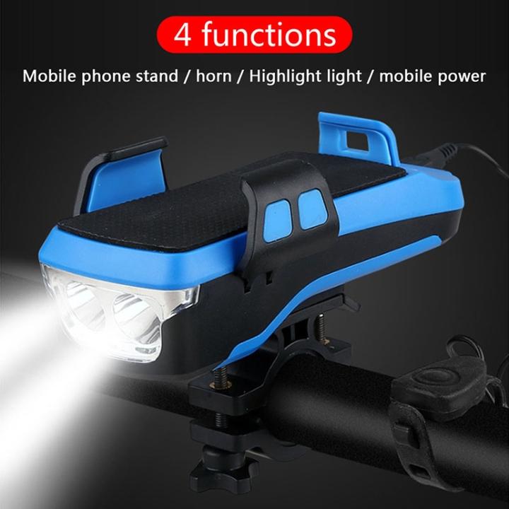 Produktbild AM Scheinwerfer Akku LED Fahrradlicht - Handyhalter - Powerbank - Hupe