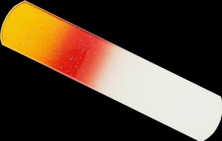 Image du produit Lime en verre pour pédicure, double face, jaune/rouge avec paillettes Longueur : 13,5cm