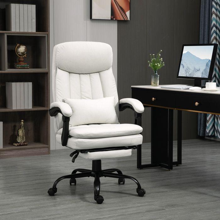 Produktbild Swisshandel24 Bürostuhl mit Massage- und Wärmefunktion, ergonomisch, 155° verstellbaren Rückenlehne, Cremeweiss