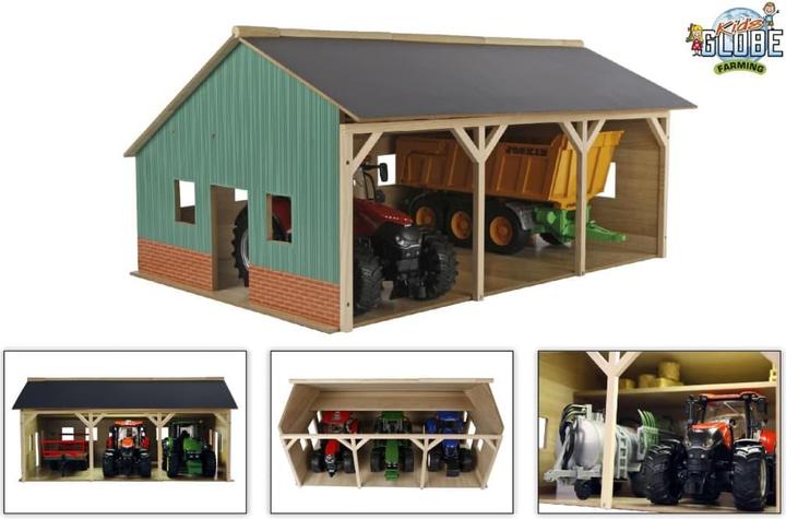Produktbild Kids Globe Farming Agricultural Shed Wood für 3 Traktoren