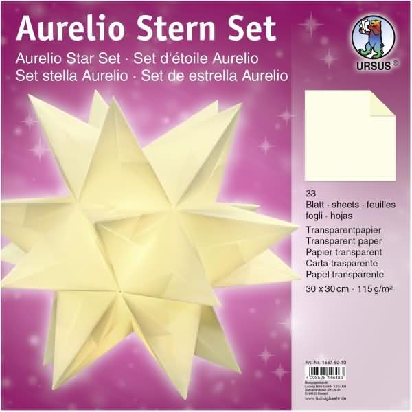 Produktbild Ursus Faltblätter Aurelio Stern Transparentpapier 115g/qm 30x30cm 33 Blatt creme (115 g/m², 1 x)