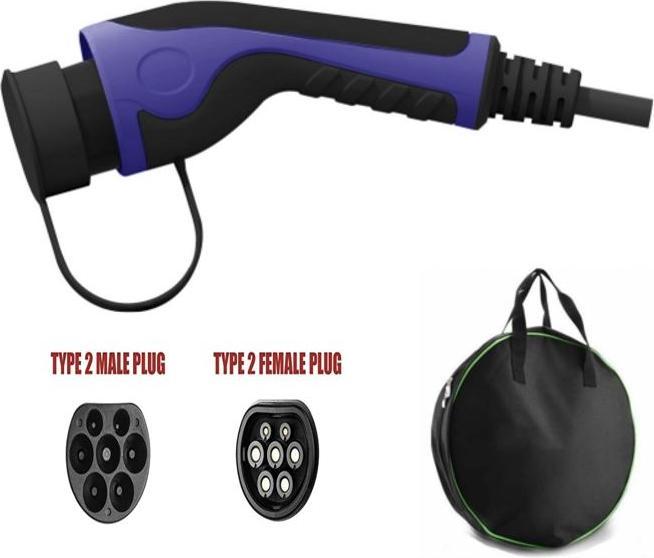 Image du produit Helos Câble de recharge pour voiture électrique (Type 2, 11 kW, 16 A, 5 m)