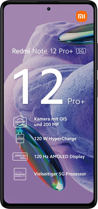 Produktbild Xiaomi Redmi Note 12 Pro+ (256 GB, Midnight Black, 6.67", Dual SIM, 200 Mpx, 5G)