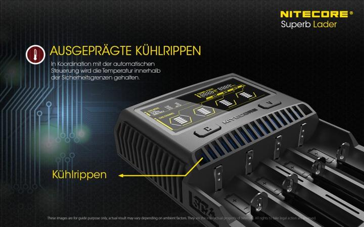 Actual product image Nitecore SC4 - Quick charger (1 pcs., 14500, 16340, 18650, 26650, Battery + charger)